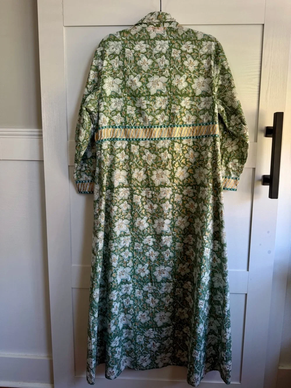 Oliphant Ivy-Olive Floral Long-Sleeve Maxi Dress with Gold Trim - Picture 4 of 9